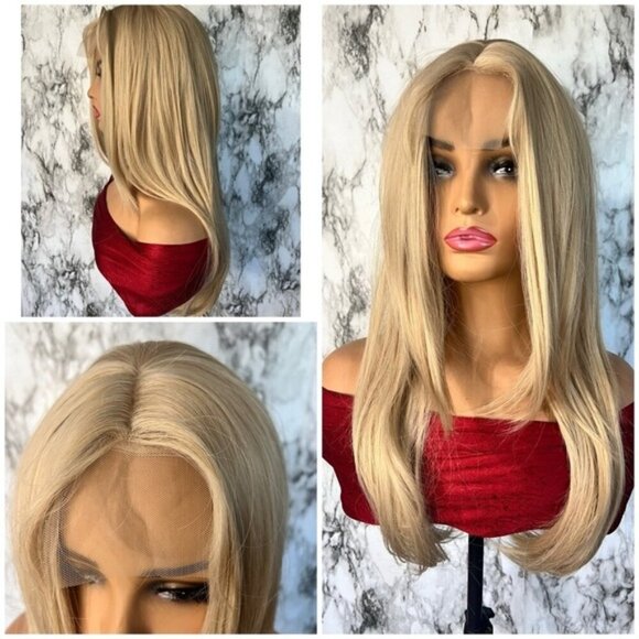 26 Inch Wavy Blonde wig Front Closure Lace for daily use